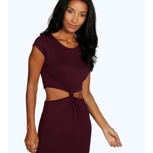 Brand New Cutout Side Cap Sleeve Knot Dress